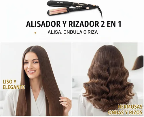 Vista 5 de Pulla - Plancha de pelo de cerámica de 2 pulgadas de ancho con tecnología infrarroja 25s Fast Heat Dual Voltage for Travel 230–450°F Temp
