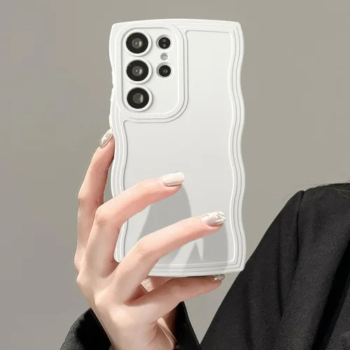 Vista 28 de UEEBAI Funda de silicona con marco ondulado para Samsung Galaxy A13 5G, lindo marco ondulado, ajuste delgado, a prueba de golpes, funda suave y Negro