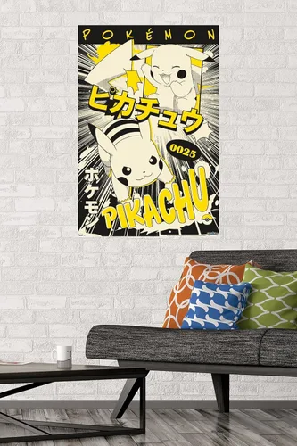 Vista 2 de Pokémon - Póster de pared de anime Pikachu, 34 pulgadas de largo x 22.4 pulgadas de ancho, versión sin marco