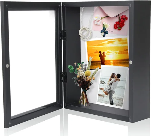 Vista 28 de Muzilife Marco de Fotos Caja de Sombra de 11 x 11 pulgadas - Vitrina Cuadrada de Madera y Vidrio con Interior Profundo de 2.16 pulgadas, Lista