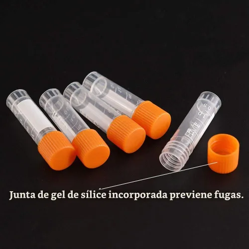 Vista 4 de 81 piezas de tubos criogénicos de 2 ml, viales pequeños de plástico con tapas de rosca, tubos de muestra, material PP, con junta de gel de sílice