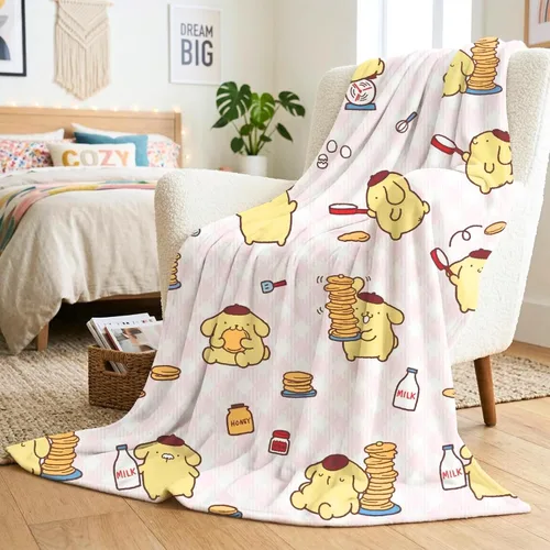 Vista 22 de Sanrio Cinnamoroll Bedding - Manta de felpa de 90 x 62 pulgadas, suave y acogedora manta Kawaii para sofá, cama y viajes, regalo coleccionable