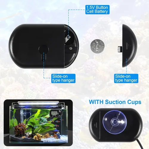 Vista 2 de Termómetro de acuario LCD digital para pecera, con sonda de sensor resistente al agua y ventosa para incubadoras de tortugas, termómetro de agua