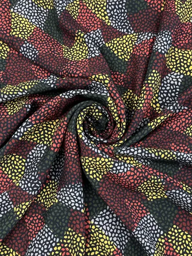Vista 4 de Minerva Exclusiva tela de viscosa de mosaico abigarrado para otoño, por metro