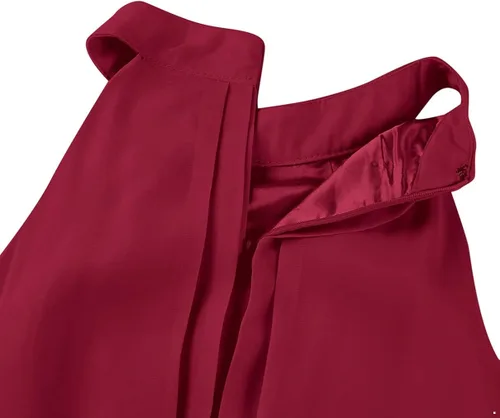 Vista 7 de YONGHS Vestido de dama de honor alto y bajo halter de las mujeres vestido corto de fiesta de baile vestido de regreso a
