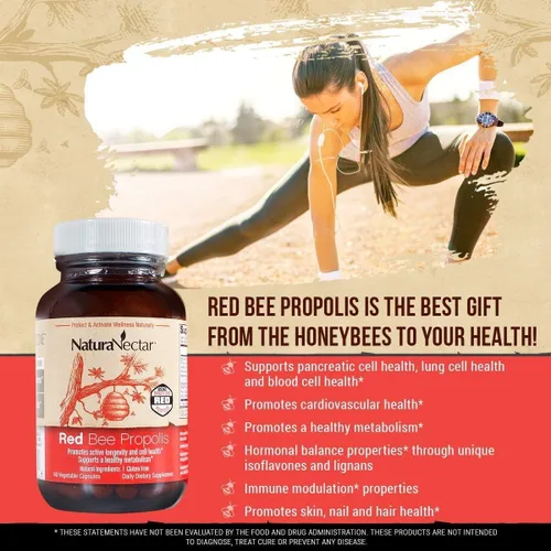Vista 5 de NaturaNectar Paquete de propóleo de abeja natural, propóleos rojos y propóleos marrones, para apoyo inmunológico, salud respiratoria y metabolismo