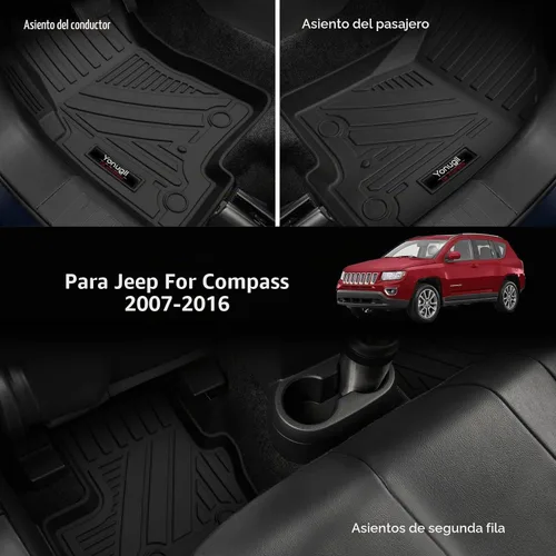 Vista 3 de para alfombrillas de piso y forro de carga y alfombrillas de respaldo de 2007-2016 Jeep Compass/Patriot 2007-2012 Dodge Caliber. Juego de 38-44