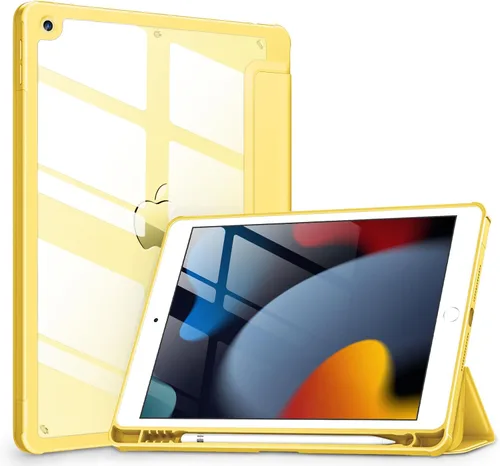 Vista 25 de VIKESI - Funda para iPad de 9ª / 8ª / 7ª generación de 10.2 pulgadas (lanzada en 2021/2020/2019), parte trasera transparente, cubierta de marco