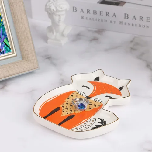 Vista 6 de Piudee Fox Jewelry - Soporte para platos para platos regalos de zorro para mujeres bandeja decorativa para joyas regalos divertidos para mujeres