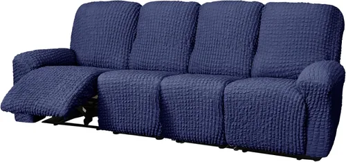Vista 50 de vctops 4 fundas para sillas reclinables con textura de sirsaca a cuadros, suaves y elásticas, protector de muebles antideslizante con parte inferior