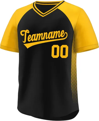 Vista 43 de Camiseta de béisbol personalizada con cuello en V para hombres, mujeres y jóvenes, camisetas de béisbol personalizadas con costuras o estampadas