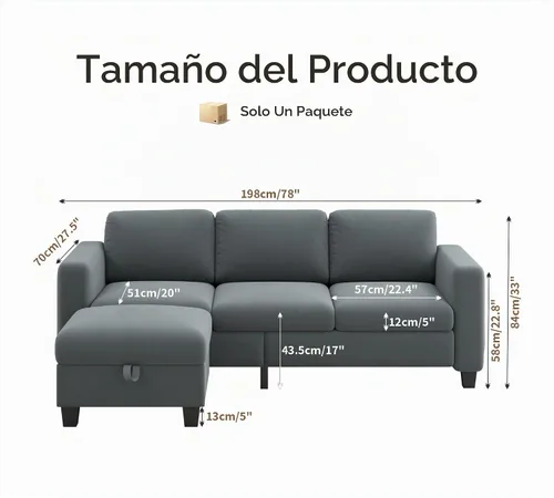Vista 2 de Sofás modernos de 3 asientos para sala de estar con otomana