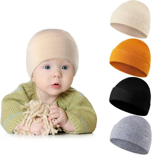 Vista 6 de SATINIOR Gorro de 4 piezas para bebés, gorro para niños y niñas, para invierno, primavera, para bebés, de 0 a 36 meses