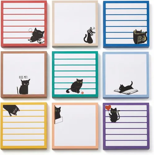Vista 9 de Lindas notas adhesivas paquete de 6 – 270 hojas de notas autoadhesivas, notas adhesivas de dibujos animados Kawaii para planificador, suministros
