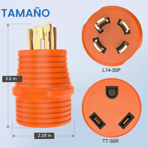Vista 9 de Nilight Adaptador de corriente RV de 30 amperios a 30 A L14-30P a TT-30R Macho de 30 amperios a hembra de 30 amperios
