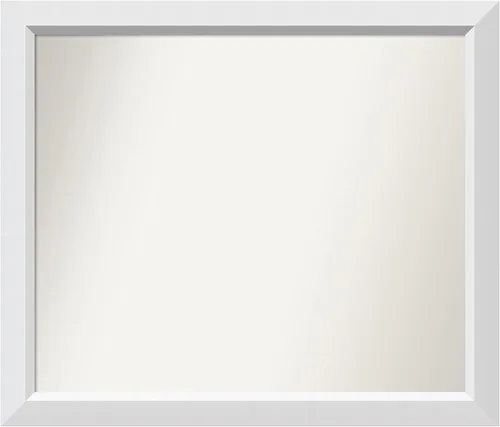 Vista 136 de Amanti Art Espejo de baño blanco para sobre el fregadero, 24 x 26 pulgadas, espejo rectangular blanco y blanco, marco de madera contemporáneo