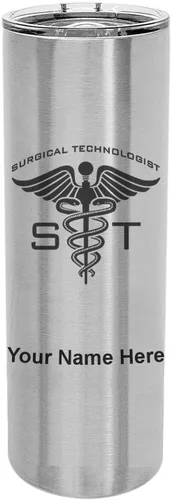 Vista 9 de LaserGram Vaso delgado aislado al vacío de 22 onzas, ST Surgical Technologist, grabado personalizado incluido (negro)