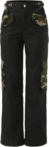 Vista 6 de Camouflage Pocket Y2k Cargo Pants for Woman,Slim Solid Pants Buttons Waist Straight Pants Plus Size Womans Sweatpants
