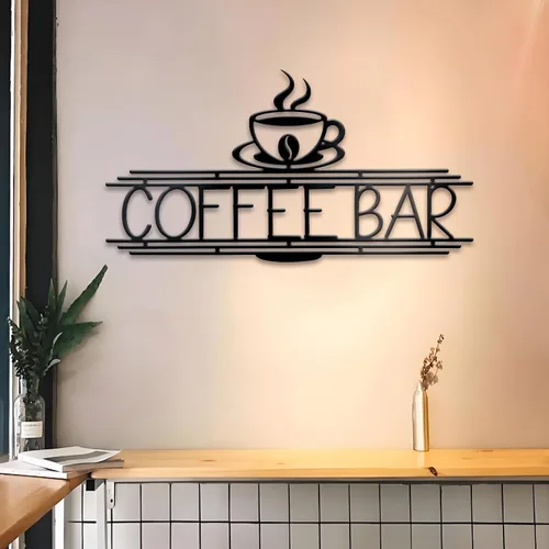 Vista 8 de Letrero de metal para barra de café, 14.96 x 8 pulgadas, letrero de café para pared, letrero de barra de café para estación de café, cocina