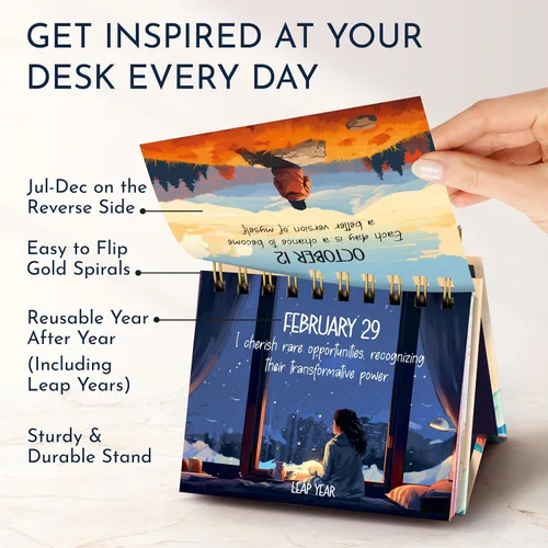 Vista 5 de RYVE Calendario diario de afirmación – Calendario de escritorio motivacional con afirmaciones diarias para mujeres, regalos positivos