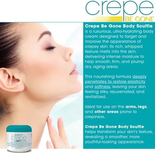 Vista 4 de Dermactin Crepe Be Gone - Souffle corporal clásico de 3 onzas, crema reafirmante para la piel crepé ultra hidratante para cuello, pecho, brazos