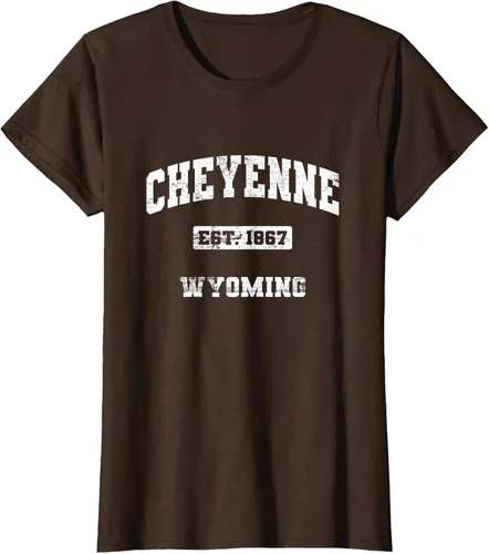Vista 16 de Cheyenne Wyoming WY vintage state Camiseta de estilo atlético, Negro