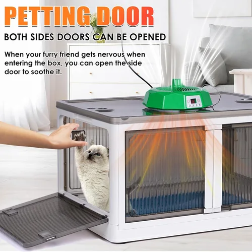 Vista 4 de Secador automático para gatos de 115 litros, caja secadora automática para gatos y perros pequeños, caja de secado de pelo plegable grande, secadora