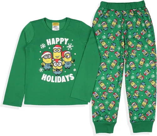 Vista 3 de INTIMO Despicable Me Minions Happy Holidays Jogger Sleep Family - Conjunto de pijama navideño