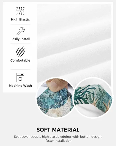 Vista 5 de Vandarllin Funda para silla de oficina, diseño de tortuga marina, elástica, universal, para computadora, diseño de animales marinos, temática