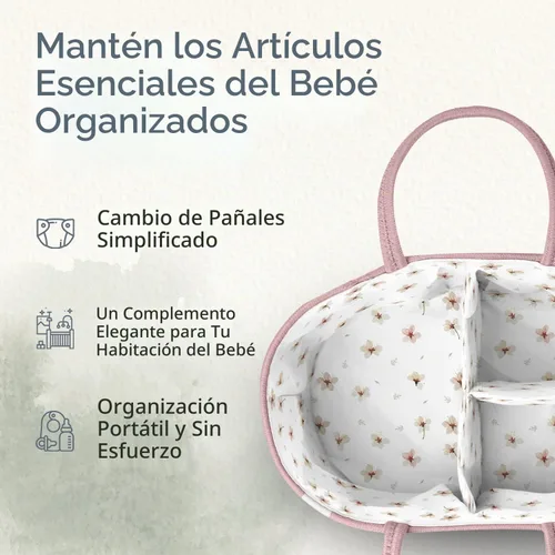 Vista 2 de KiddyCare Caddy Organizador de Pañales Cambiador Cesta (Rosa)