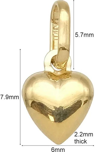 Vista 2 de FindingKing Colgante de corazón inflado de oro amarillo de 14 quilates, 0.315 x 0.236 in (.31" x .24"), Oro amarillo