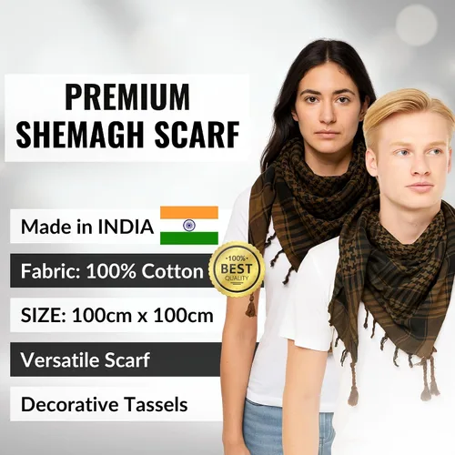 Vista 75 de LOVARZI Shemagh Cottons Arab Keffiyeh - Bufanda militar táctica para cabeza y cuello