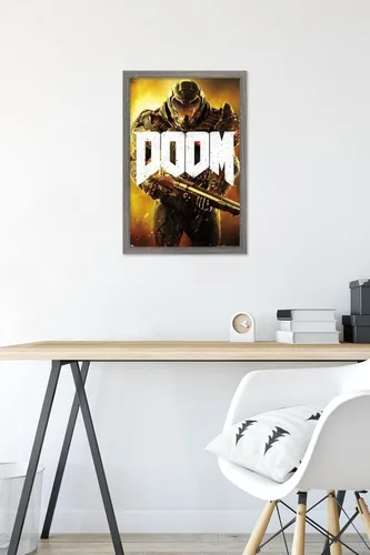 Vista 6 de Doom - Póster de pared marino, 22.4 pulgadas de largo x 14.7 pulgadas, versión enmarcada en madera de granero