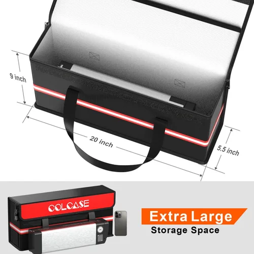 Vista 5 de COLCASE Lipo bolsa ignífuga a prueba de explosiones Ebike almacenamiento de batería de carga Silicone Coated Fiberglass Ebike Battery Lipo Battery