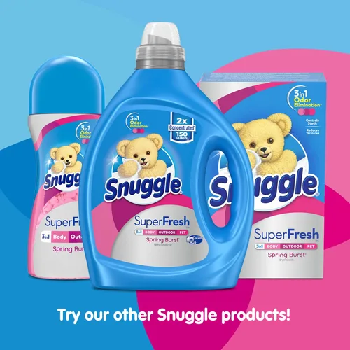 Vista 19 de Snuggle Suavizante líquido para telas, SuperFresh Spring Burst, elimina olores fuertes, concentrado 2 veces, 150 cargas (el tamaño puede variar)