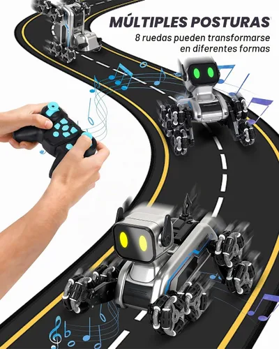 Vista 4 de HuiJuKeJi Robot interactivo para perros de acrobacias a control remoto, detección de gestos y autos de control remoto de 2.4 GHz, ruedas mecánicas