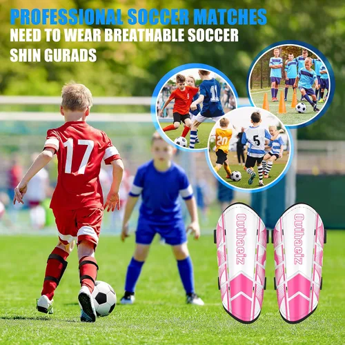 Vista 5 de Espinilleras de fútbol para niños y niñas, espinilleras de fútbol para niños y niñas, equipo de protección de pantorrillas, equipo de protección