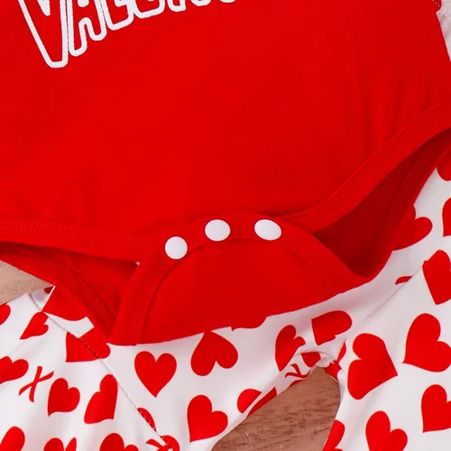 Vista 2 de TBUIALL Toddler Girl Halloween Clothes Set Toddler Girls Valentine's Day Long Sleeve Letter Romper Bodysuits 3 Month Old