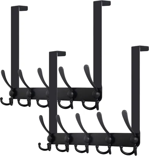 Vista 9 de WEBI Ganchos para colgar sobre la puerta, perchero para colgar sobre la puerta, perchero de puerta para toallas, ropa, baño, negro