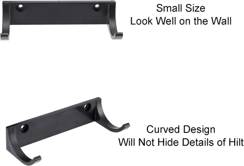 Vista 5 de Soporte de pared para sable de luz horizontal, soporte de gancho para sable de luz, compatible con cualquier sable de luz, color negro, paquete de 1