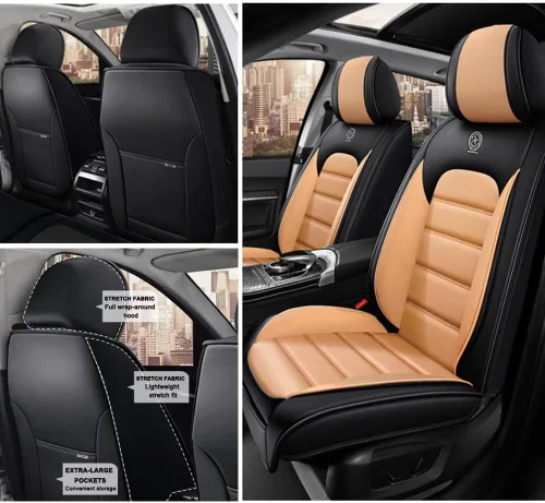 Vista 19 de 2 fundas de asiento para Mazda CX-3 2016-2021, fundas de asiento de automóvil de cuero, impermeables, antideslizantes, suaves, cómodas y de alta