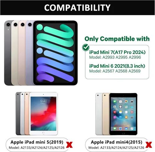 Vista 2 de FUWANG Funda con teclado y panel táctil para iPad mini 7 A17 Pro 2024 y Mini de 6ª generación 2021 de 8.3 pulgadas - Teclado retroiluminado de 7