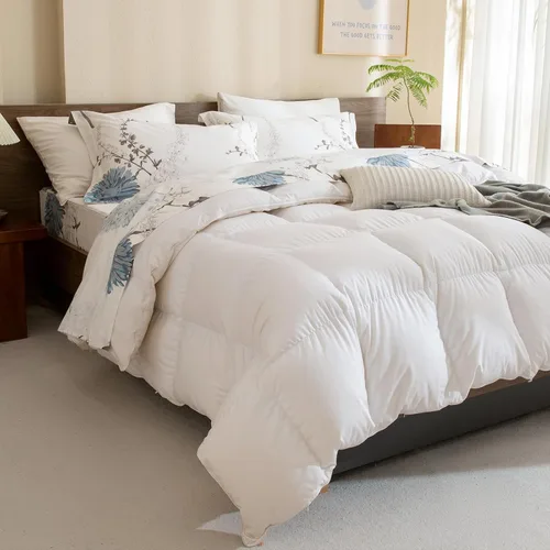 Vista 7 de QSH Sábanas 100% Algodón para Cama Tamaño King, Patrón de Plantas Florales Blancas Botánicas de Lujo de Algodón con Estampado Floral Ropa de Cama