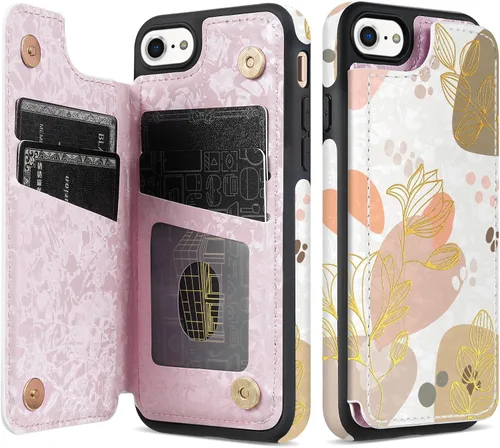 Vista 34 de NNH Funda tipo cartera compatible con iPhone Xs Max con bloqueo RFID, ranuras para tarjetas, folio de piel sintética, función atril, doble cierre