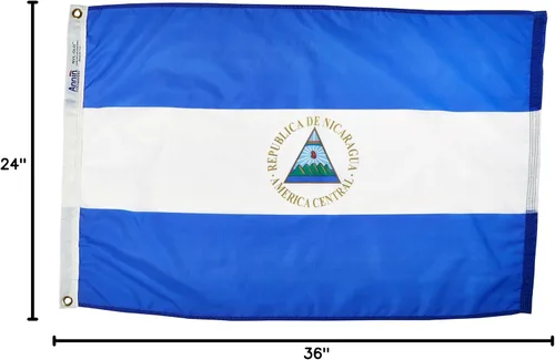 Vista 4 de Annin Flagmakers Bandera de Nicaragua fabricada en Estados Unidos según las especificaciones oficiales de diseño de las Naciones Unidas, 2 x 3 pies
