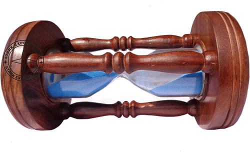 Vista 4 de Madera y latón arena temporizador hora vidrio arena vidrio reloj 7 pulgadas mejor para regalo artículo