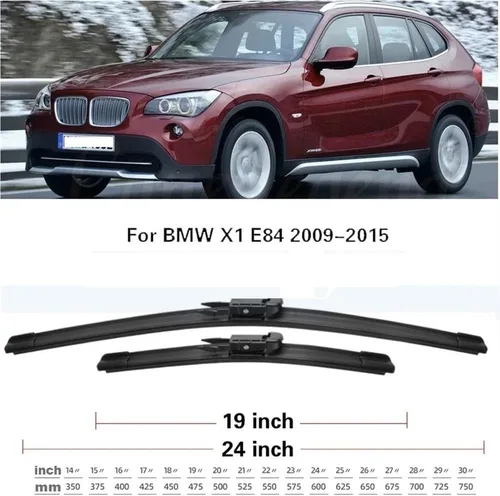 Vista 3 de Limpiaparabrisas delantero compatible con BMW X1 E84 2009-2015 parabrisas ventana 24 + 19 pulgadas 2009 2010 2011 2012 2013 2014 2015