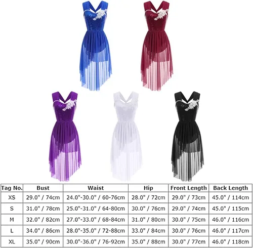Vista 6 de AFAVOM Vestido de baile con lentejuelas para mujer, con tirantes cruzados, falda de malla fluida, disfraz de baile contemporáneo