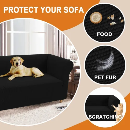 Vista 3 de Funda elástica Chesterfield para sofá, funda de tela jacquard para sofá biplaza de 2 cojines, protector de muebles antideslizante resistente a