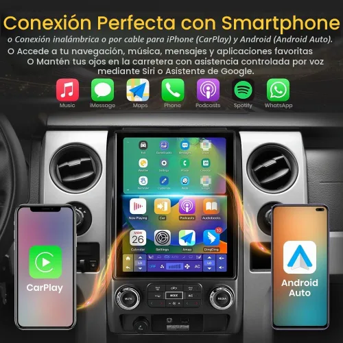Vista 3 de Actualización de radio de coche Android 13 de 12.1 pulgadas para Ford F150 2009 2010 2011 2012 con 4G LTE, DSP Audio, Bluetooth 5.0, CarPlay/Android